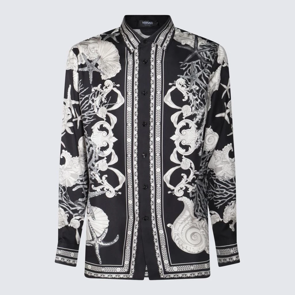 Versace Versace White And Black Silk Shirt 1