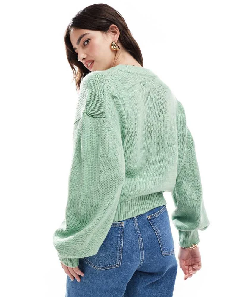 ASOS ASOS DESIGN banana sleeve boxy cardigan in sage 4