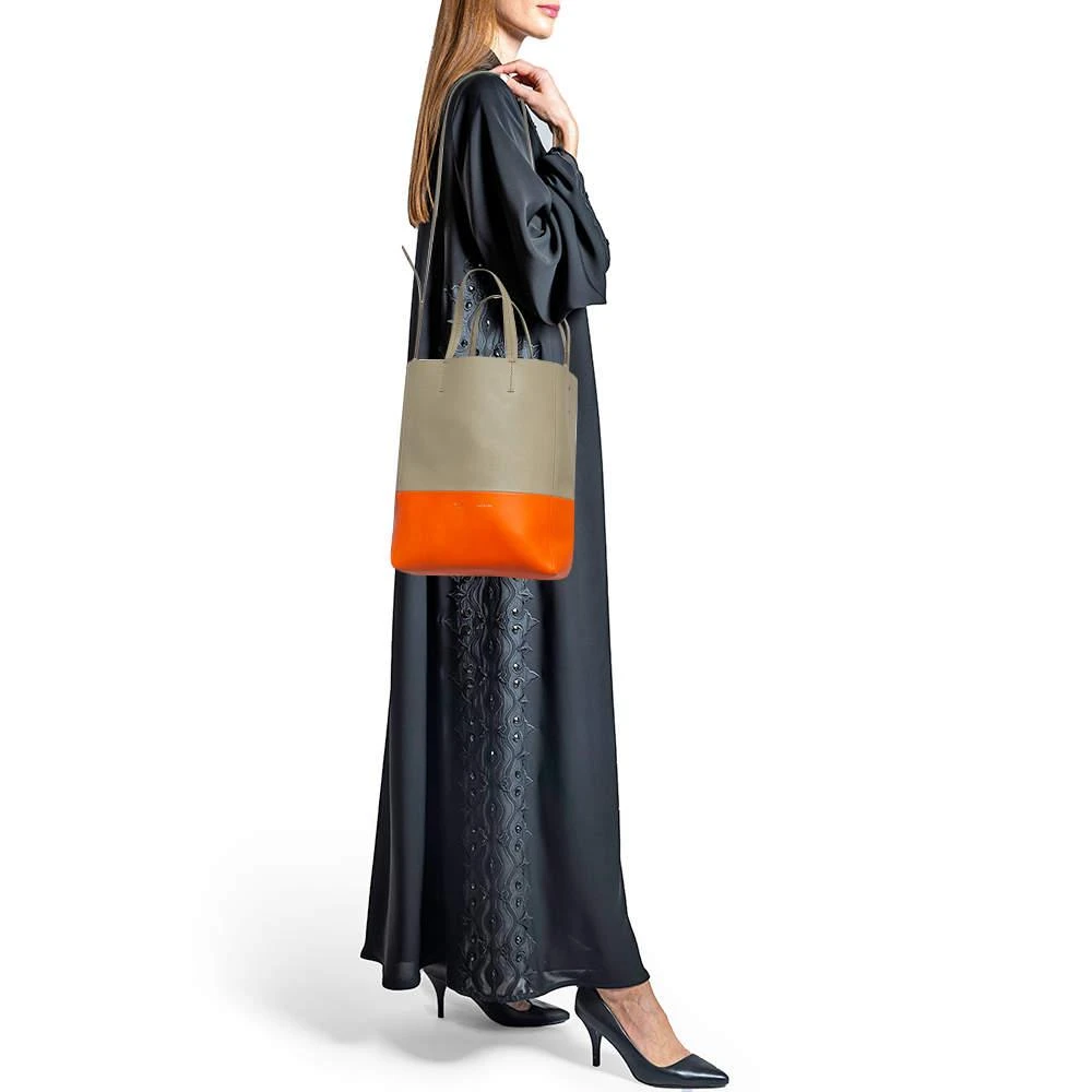 Celine Celine Beige/Orange Leather Small Vertical Cabas Tote 2