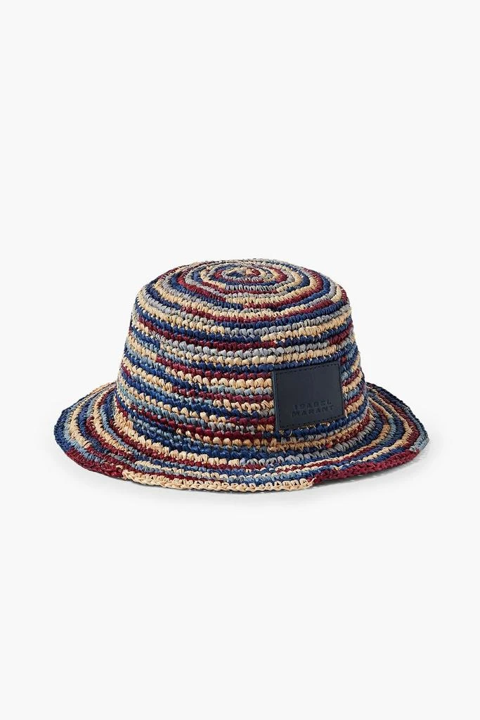 Isabel Marant Yucata striped woven raffia bucket hat 1