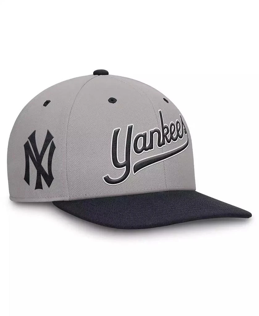NIKE Men's Gray/Navy New York Yankees Cooperstown Collection Pro Performance Snapback Hat 1