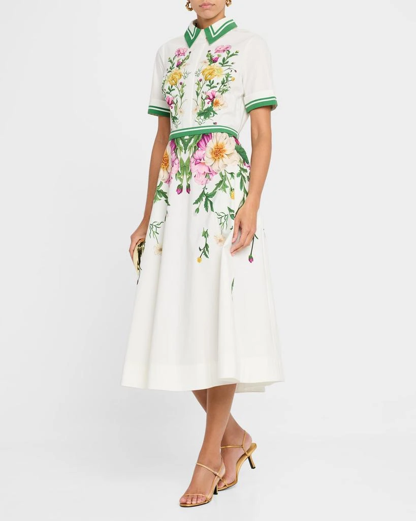 Teri Jon Belted Floral-Print Cotton Midi Shirtdress 4