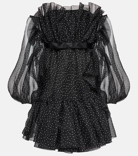 Giambattista Valli Polka-dot strapless silk mini dress 1