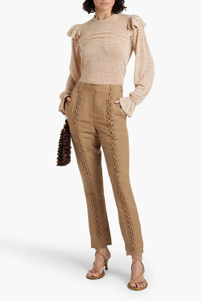 Aje Impressionist lace-up linen-bend slim-leg pants 2