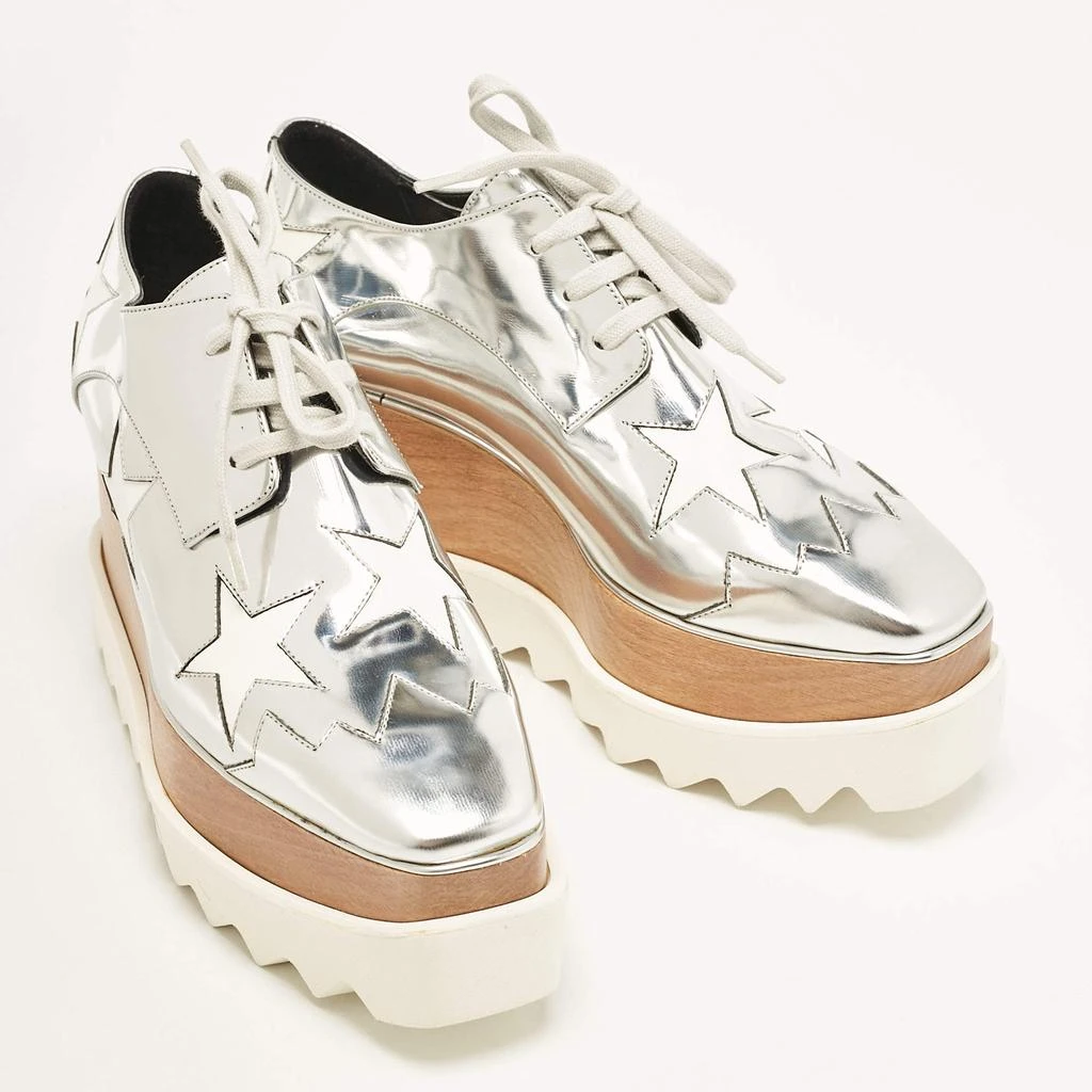 Stella McCartney Stella McCartney Silver Faux Leather Elyse Star Platform Sneakers Size 35 4