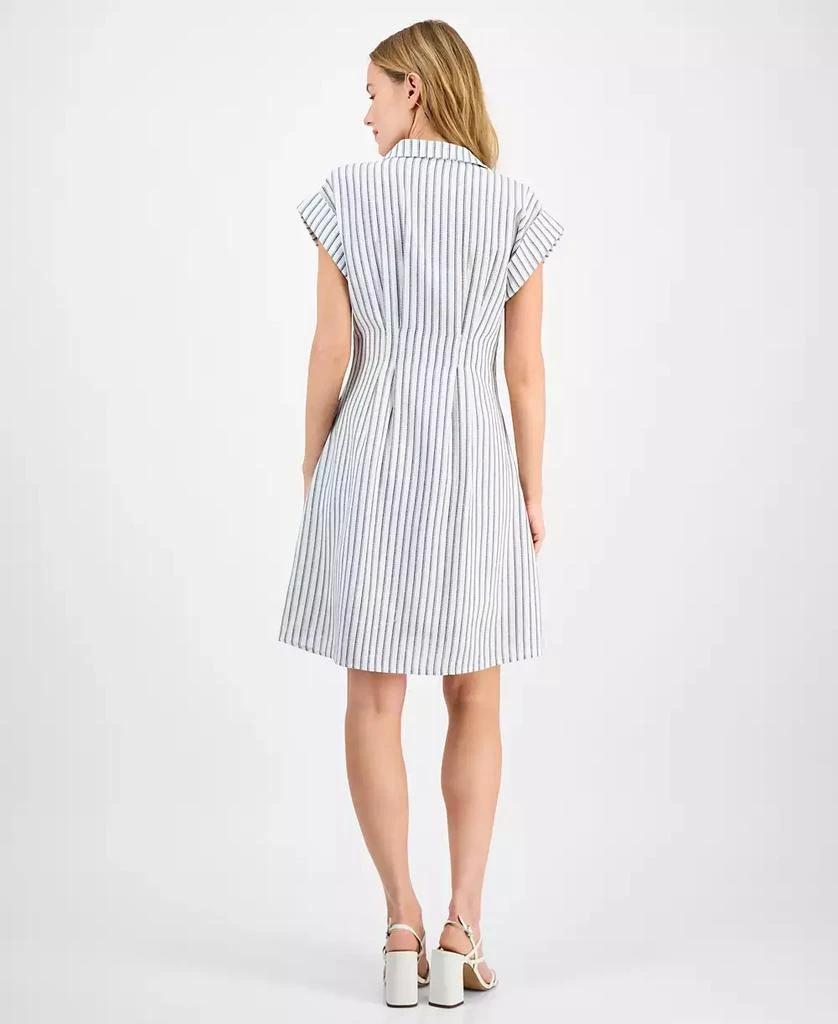 julia jordan Women's Striped Cap-Sleeve Button-Front Dress 5