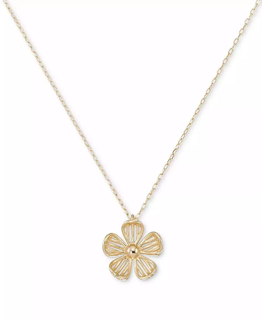 Macy
s Polished Openwork Flower 18" Pendant Necklace in 10k Gold