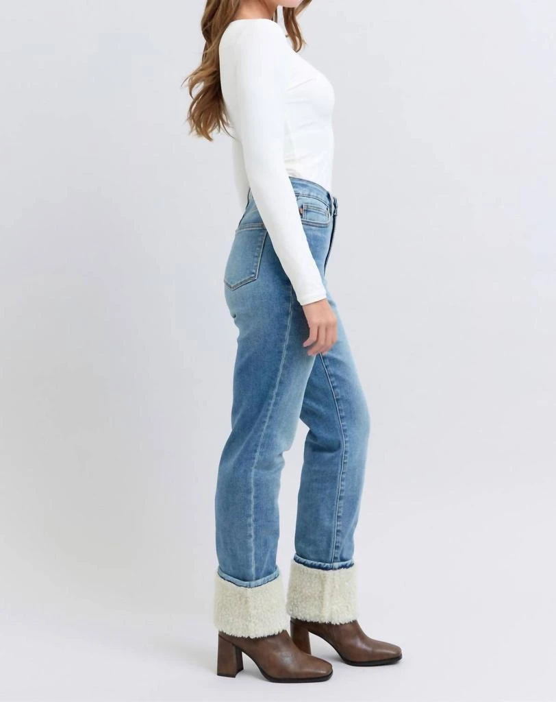 Judy Blue Judy Blue - High Waist Shearling Cuff Straight Leg Jeans 7