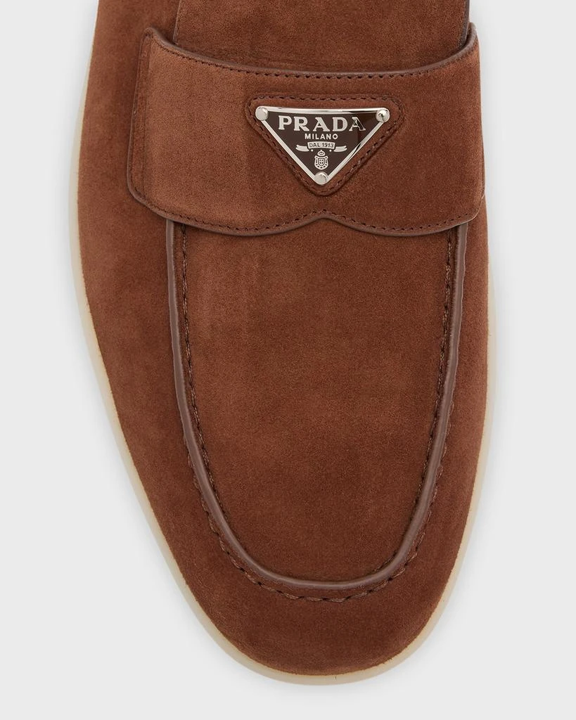 Prada Men's Saint Tropez Triangle Logo Suede Loafers 7