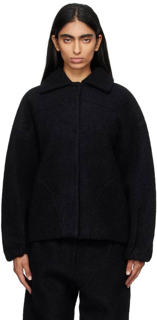 Deiji Studios Black Boiled Wool Coat 1