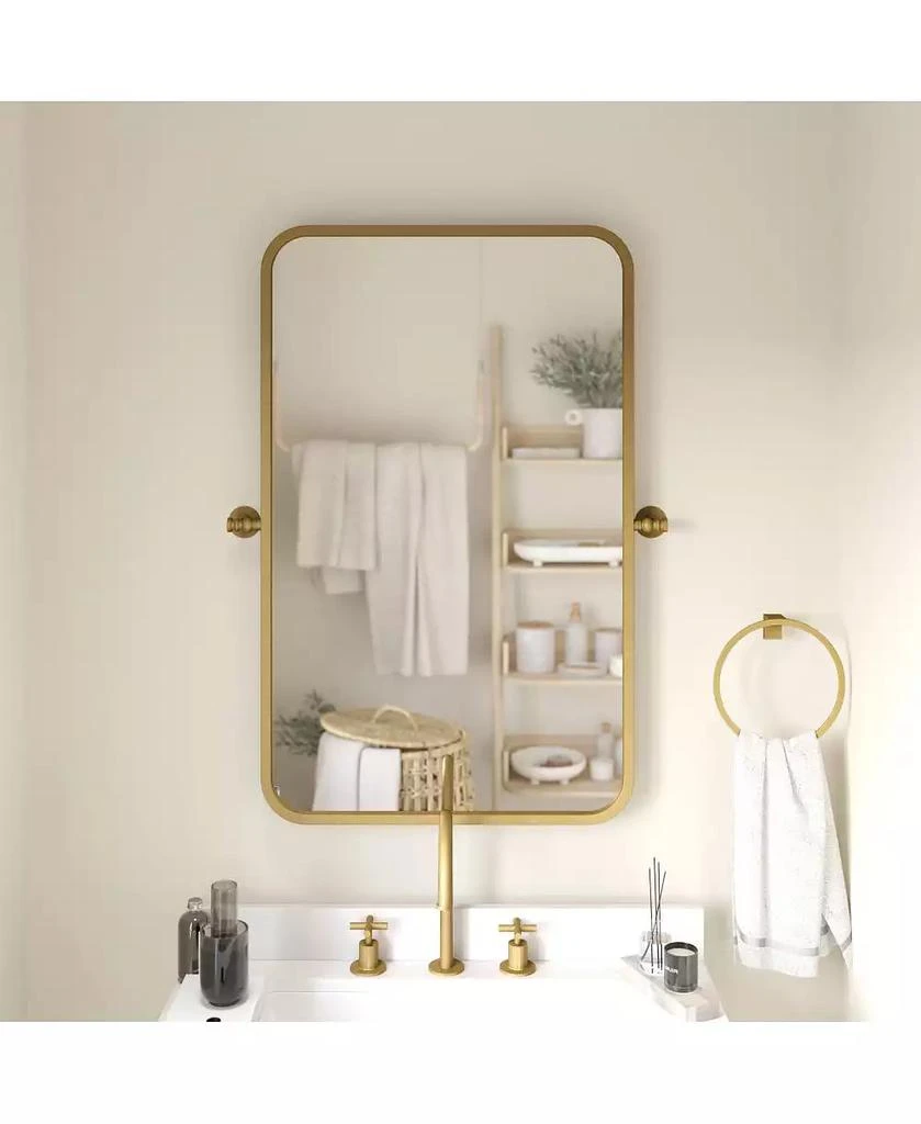 EMMA+OLIVER Mason Pivot Wall Mirror with Slim Frame and Silver Backed Glass for Clarity for Bathrooms