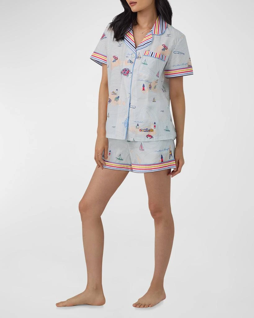 BedHead Pajamas Map-Print Cotton Poplin Shorty Pajama Set 2