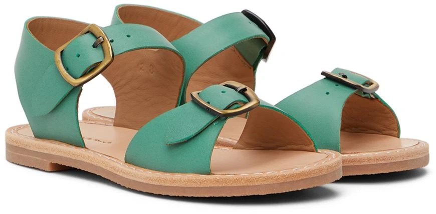 Misha 
Puff Kids Green Double Buckle Sandals 4