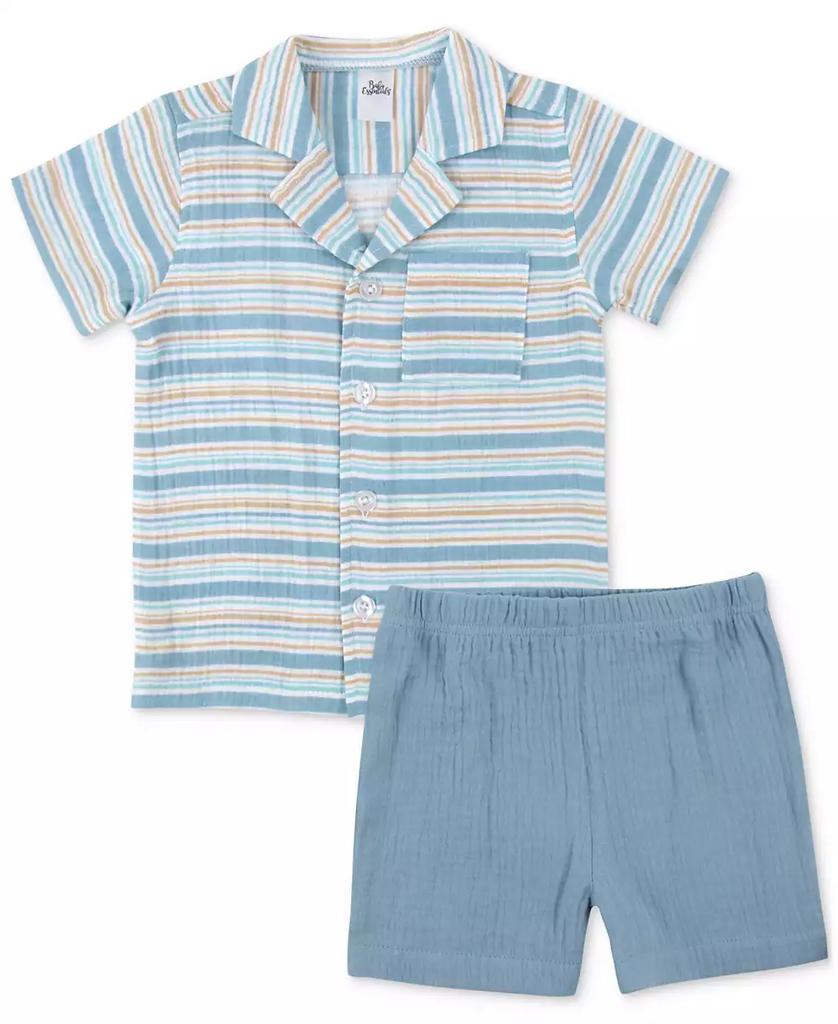 Baby Essentials Baby Boys 2-Pc. Striped Shirt & Shorts Set