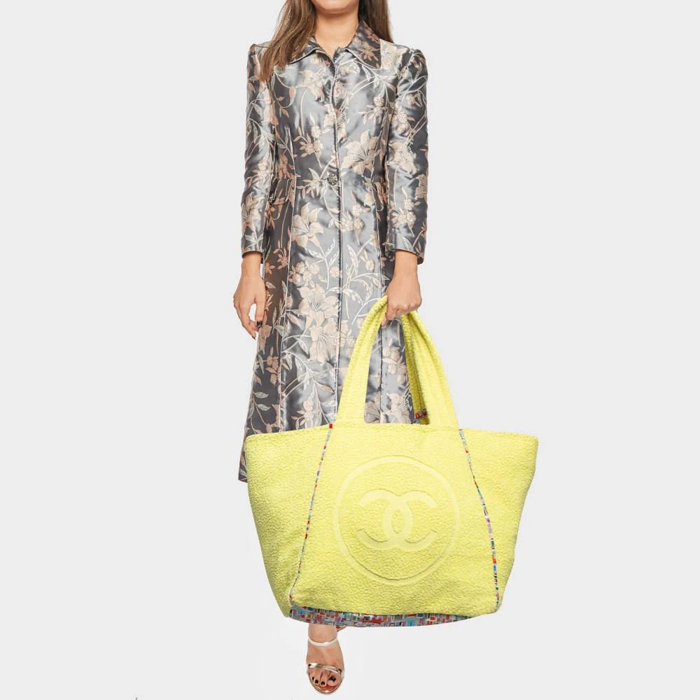 Chanel Chanel Yellow Terry Cloth CC Beach Tote w/Towel Set 2