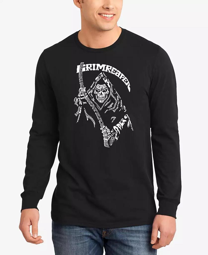 LA Pop Art Men's Grim Reaper Word Art Long Sleeve T-shirt