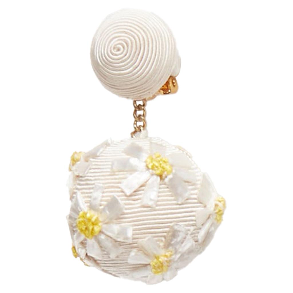 Rebecca Daisy Applique Clip On Drop Earrings