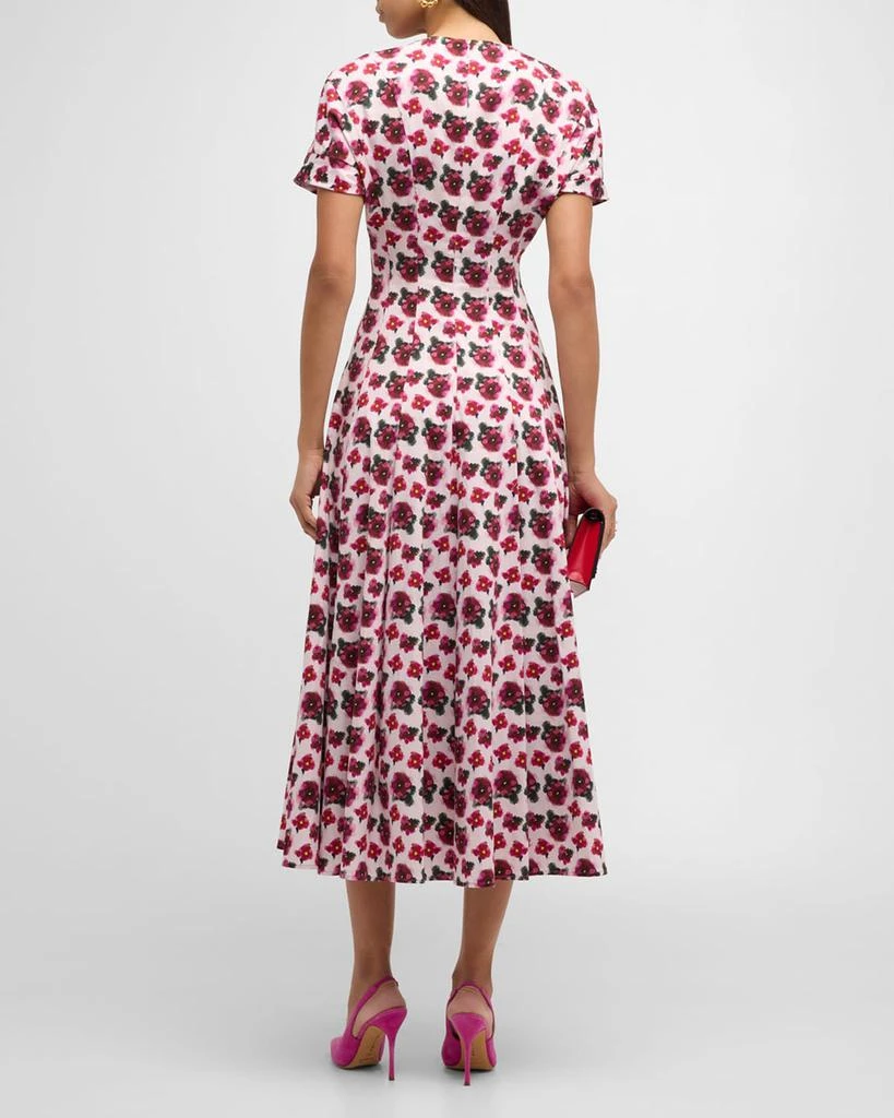 Jonathan Cohen Floral Pleated V-Neck Midi Dress 4