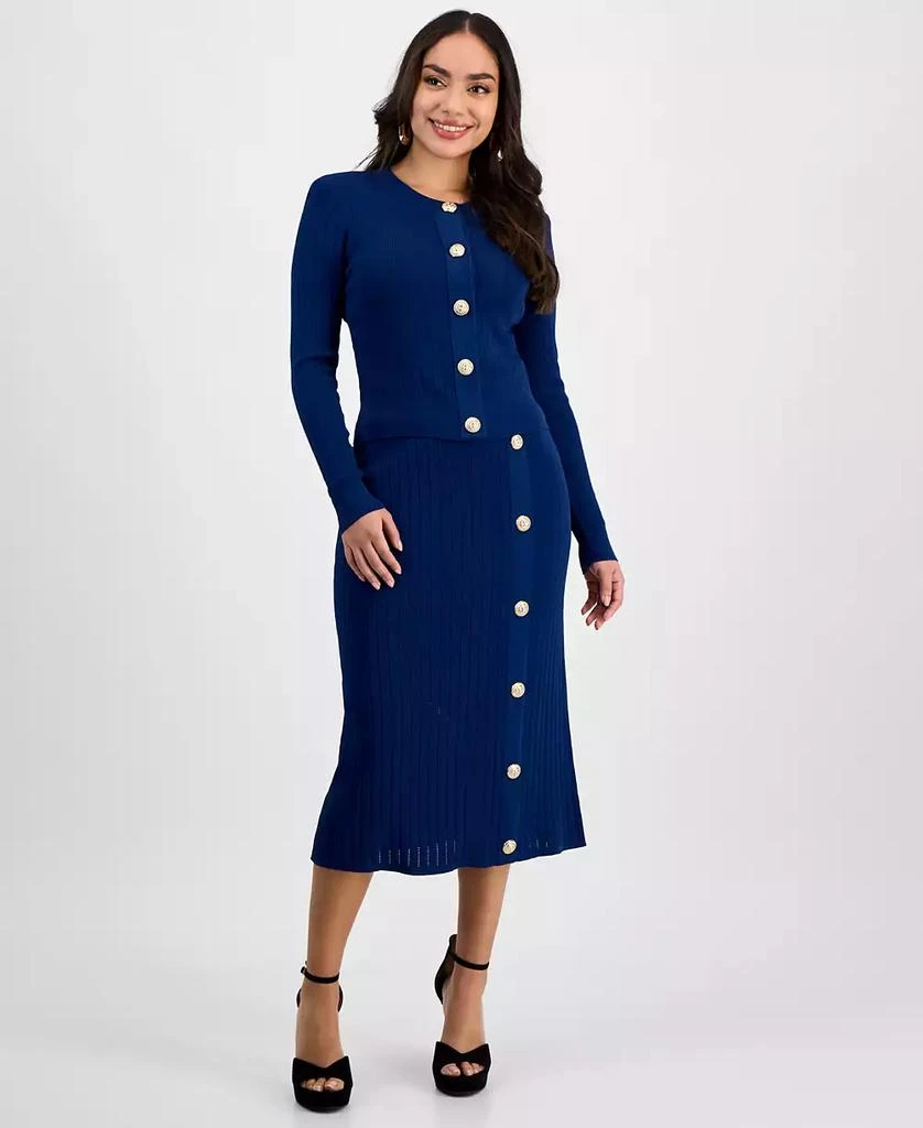 INC International Petite Button-Detail Sweater Skirt, Exclusively at Macy's 1