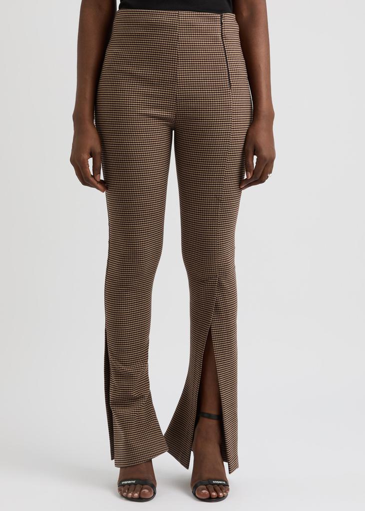 A.W.A.K.E MODE Gingham flared-leg woven trousers
