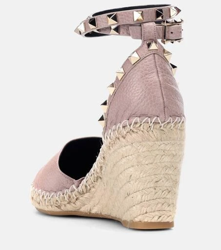 Valentino Rockstud Double leather wedge espadrilles 3