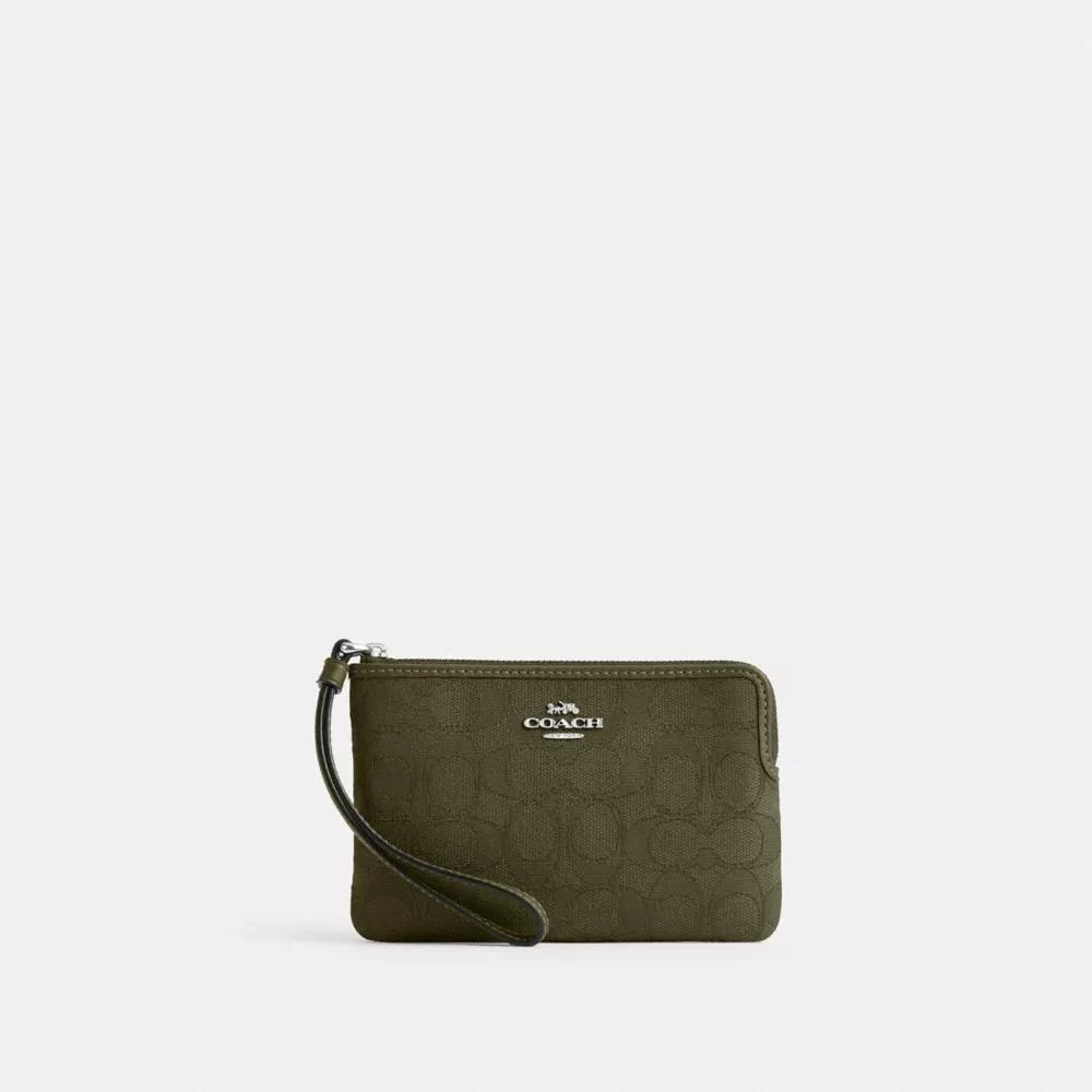Coach Corner Zip Wristlet In Signature Jacquard 1