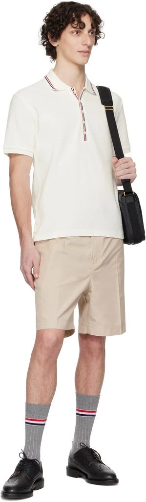Thom Browne Off-White Cotton Waffle Rib Cuff Polo 4