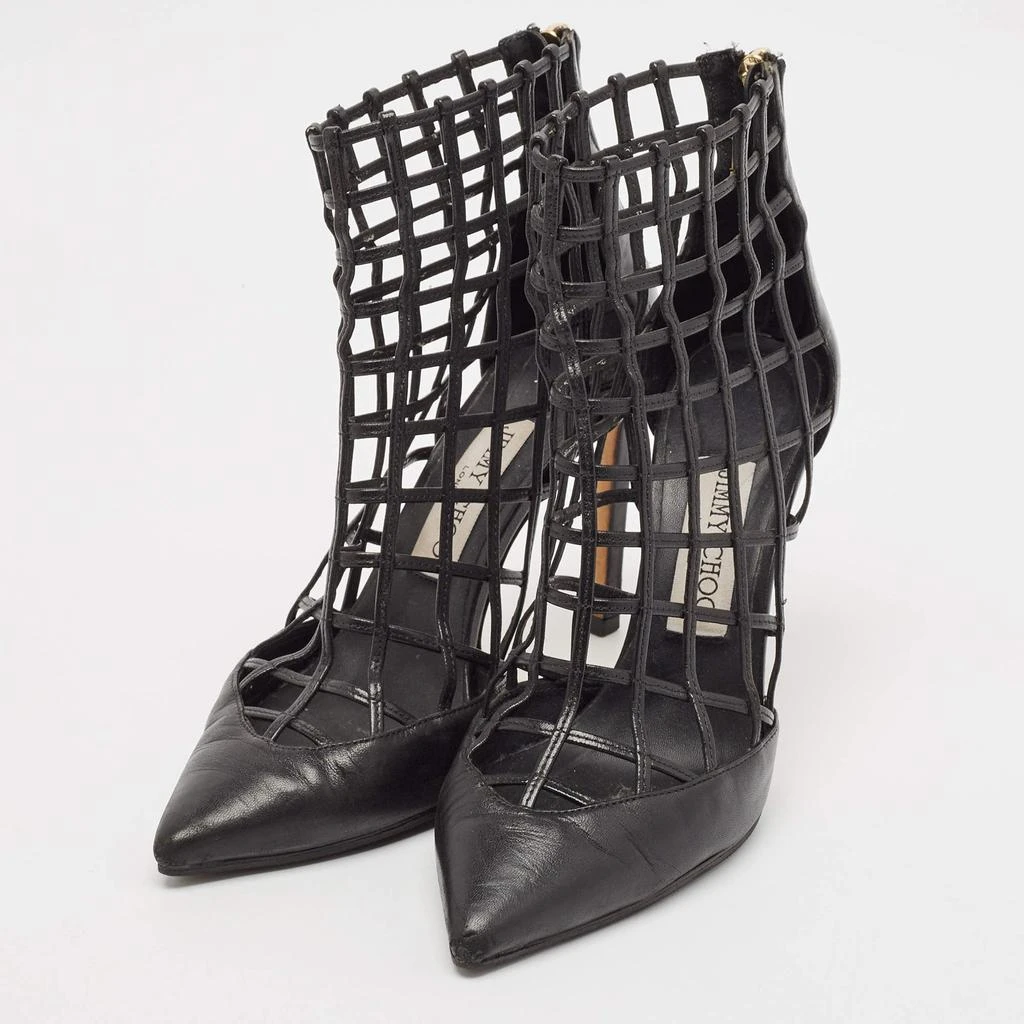 Jimmy Choo Jimmy Choo Black Leather Sheldon Caged Ankle Length Boots Size 36.5 2