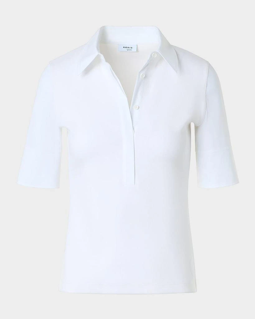 Akris Mixed-Media Short-Sleeve Polo Shirt