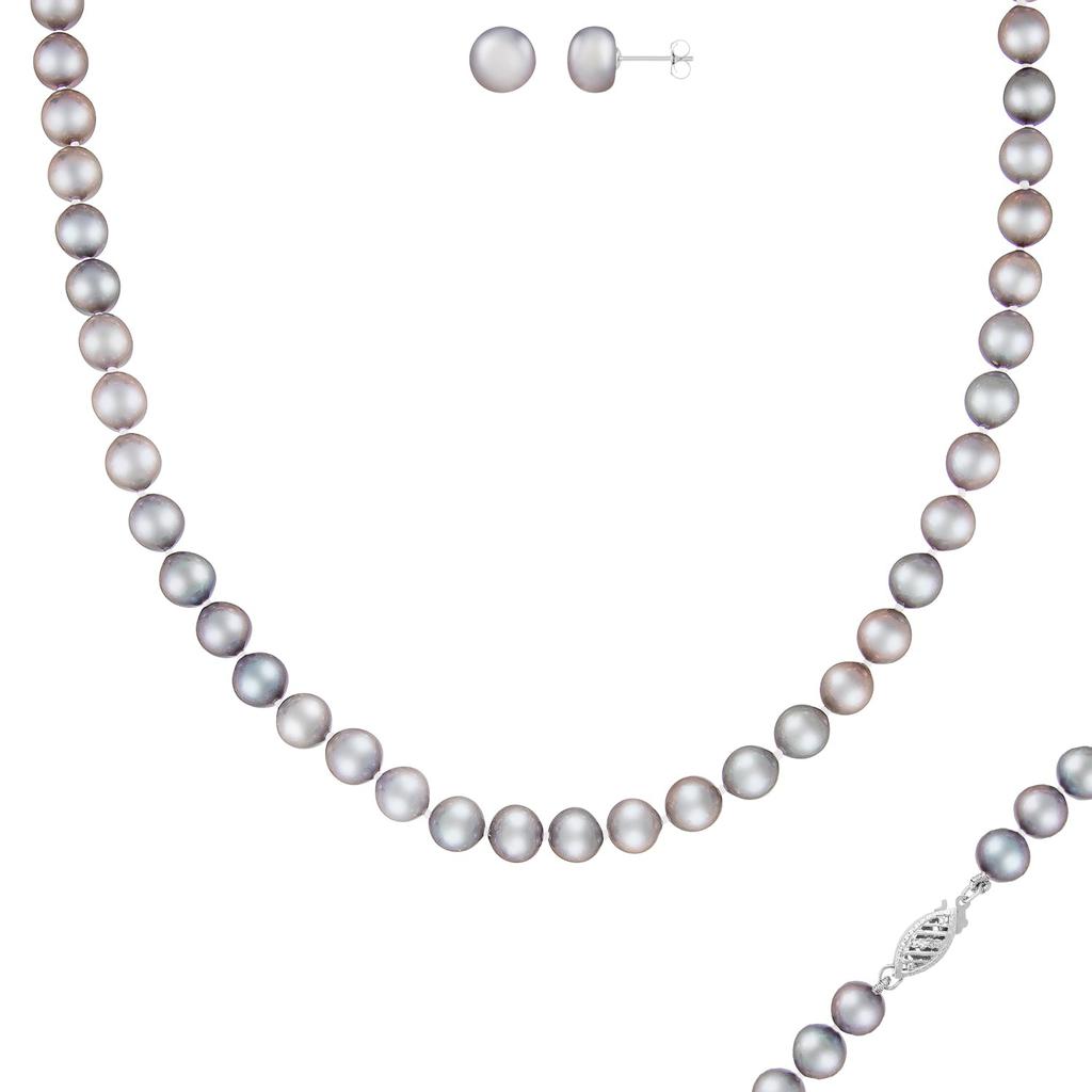 Splendid Pearls Beautiful 2 Piece 7-8mm Freshwater Pearl Set, 14k Gold