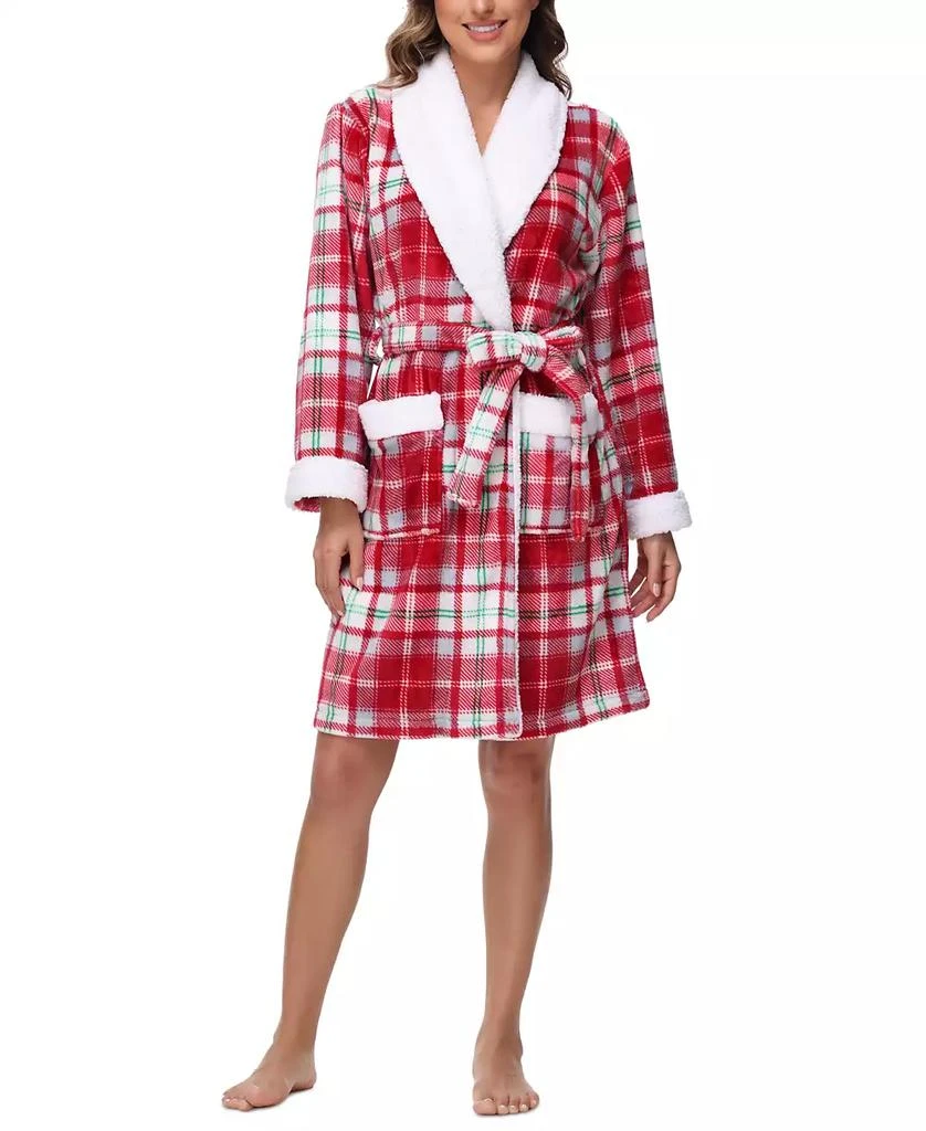 Holiday Lane Plush Printed Short Shawl-Collar Robe, Exclusively at Macy’s 17