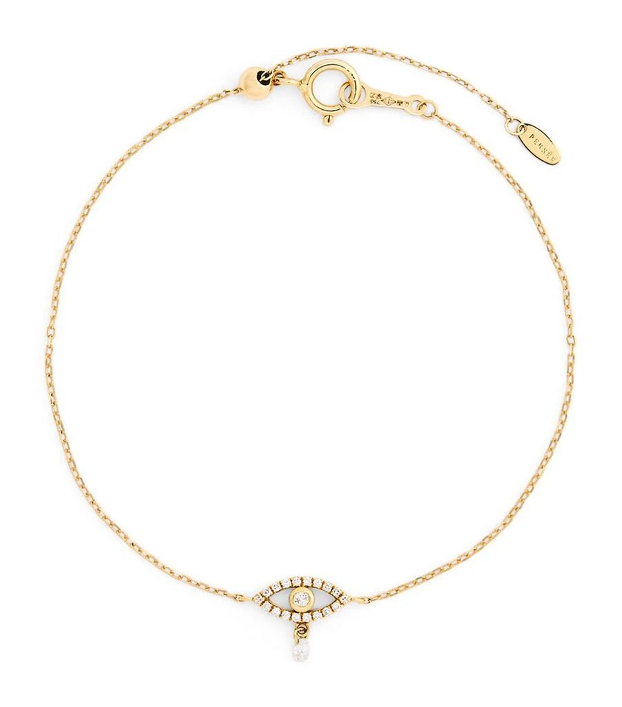 Persée Yellow Gold and Diamond Pavé Evil Eye Bracelet 1