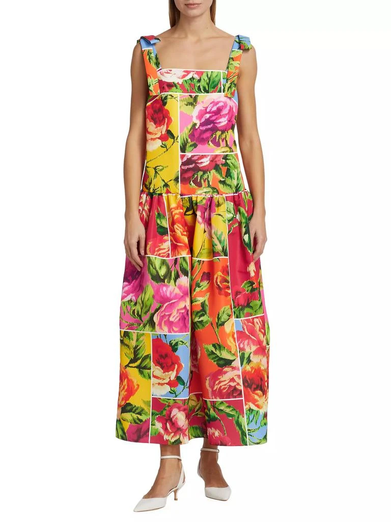 Carolina Herrera Windowed Floral Bow-Strap Cocktail Dress 3