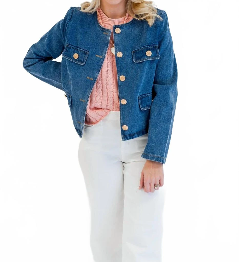 OLIVACEOUS Keyla Denim Long Sleeve Jacket In Blue 2