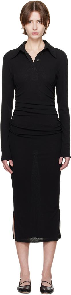 Nanushka Black Verity Mesh Jersey Shirt Midi Dress