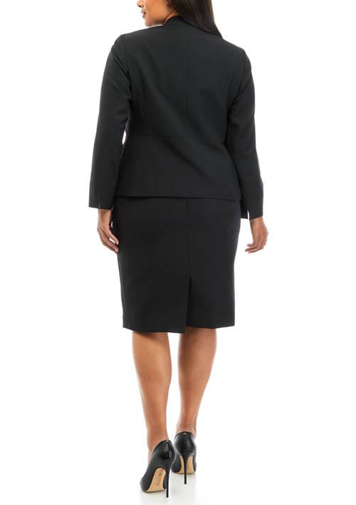 Le Suit Suit Womens Plus Size Collarless Two Button Jacket And Slim Skirt Set