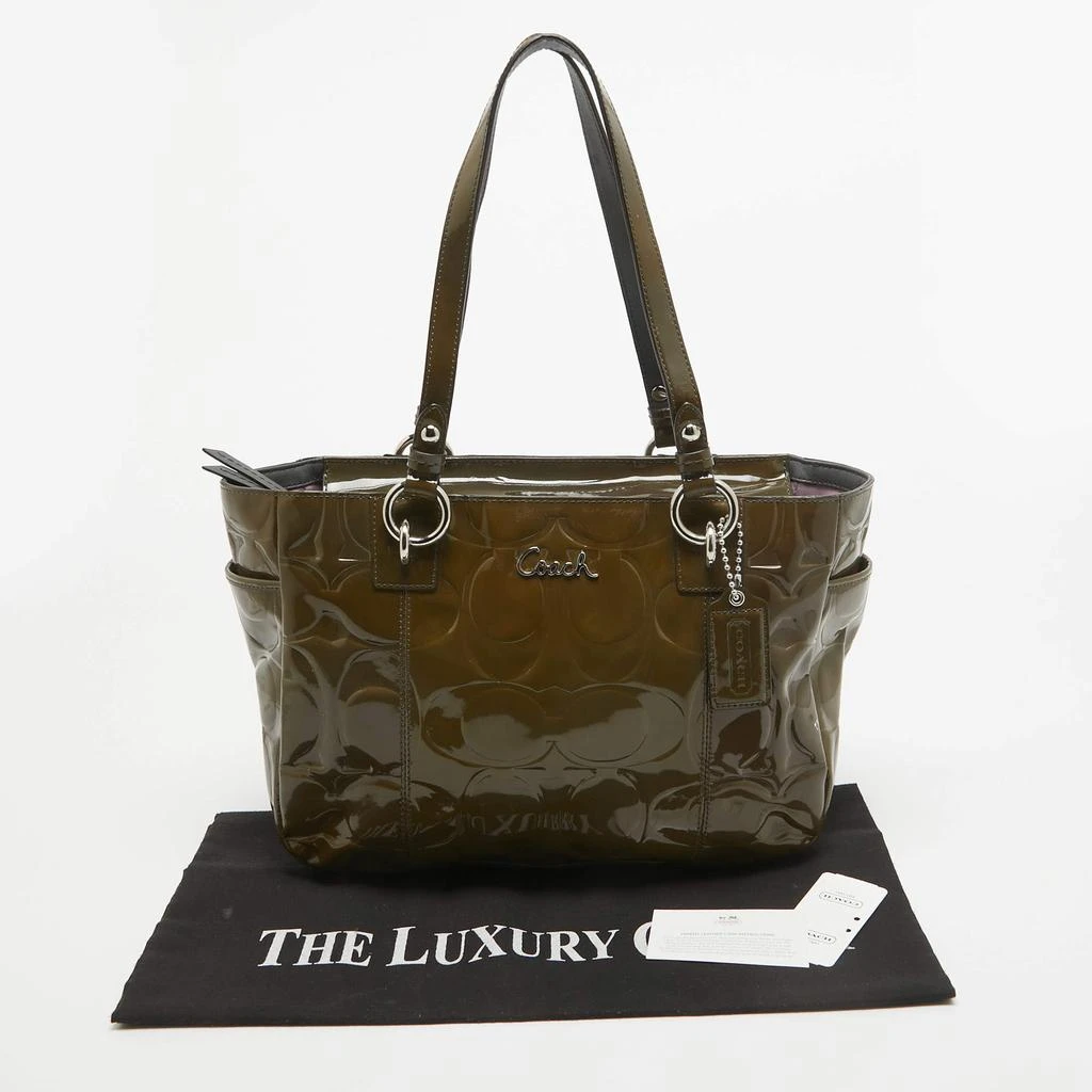 Coach Coach Olive Green Op Art Embossed Patent Leather East West Gallery Tote 9
