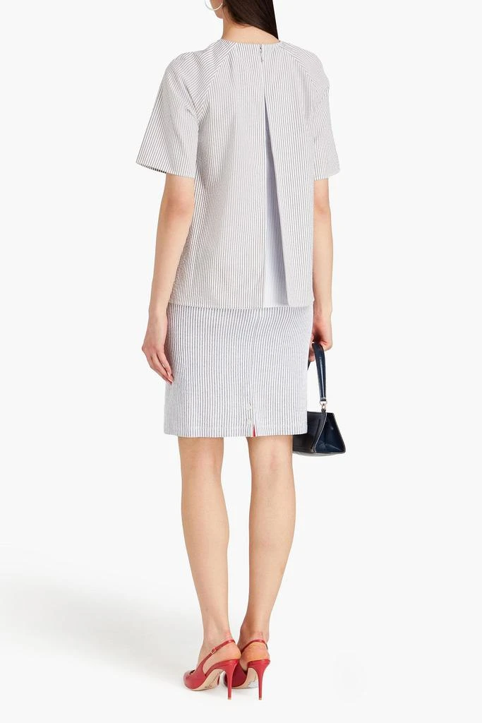 Thom Browne Striped Oxford-paneled cotton-seersucker top 3