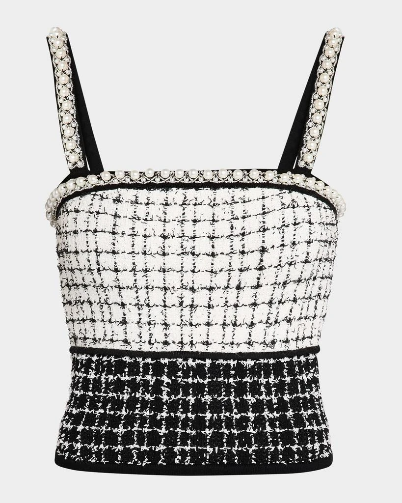 Alice + Olivia Sid Embellished Tweed Tank Top 1