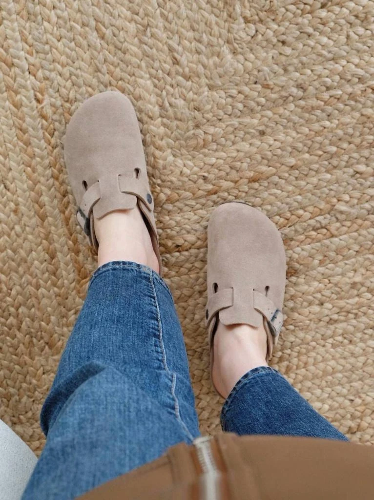 Genuins Riva Velour Sandals Unisex In Taupe 5