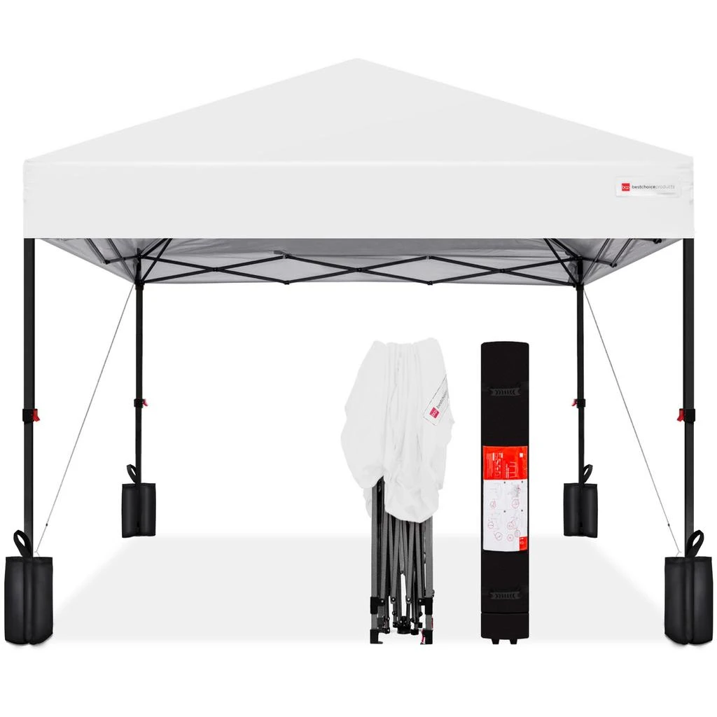 Best Choice Products 12x12ft Easy Setup Pop Up Canopy w/ 1-Button Setup, Wheeled Case, 4 Weight Bags 8