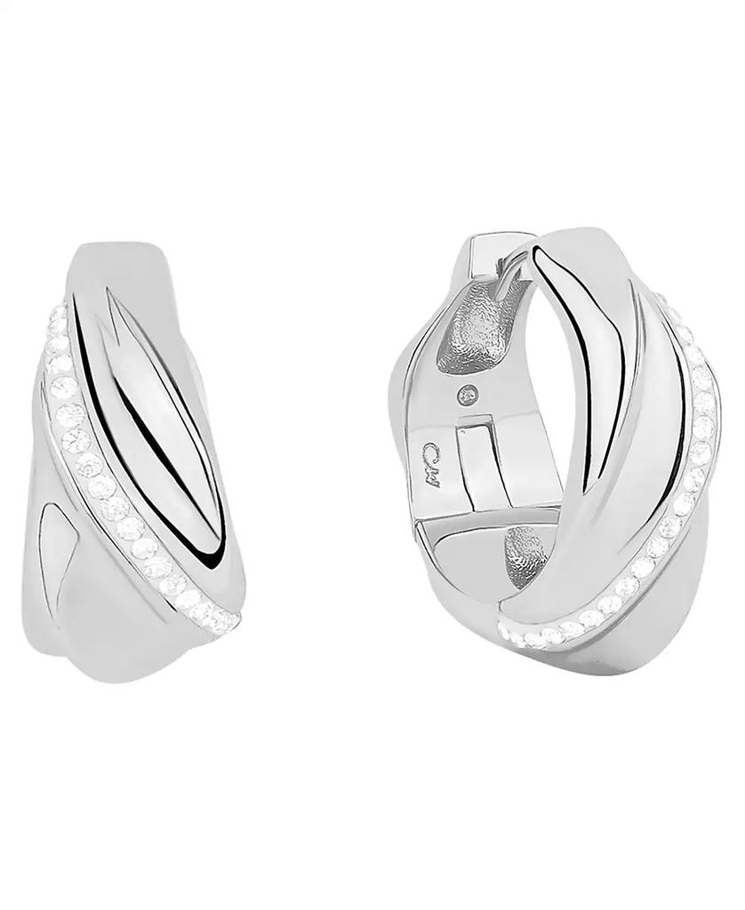 And Now This Crystal Twist 18k Silver Plated Brass Hoop Earrings, Macy
s Exclusive