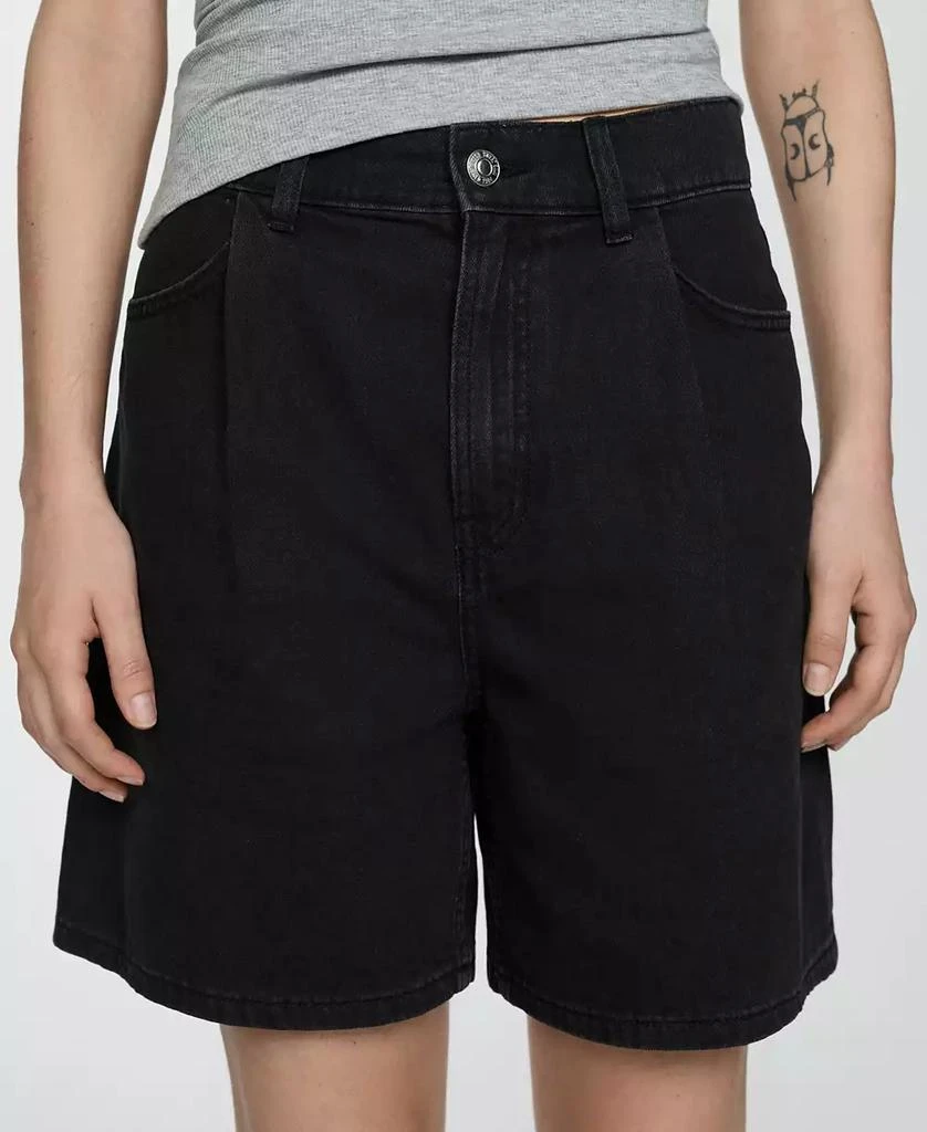 Mango Women's Pleats Detail Denim Shorts 4