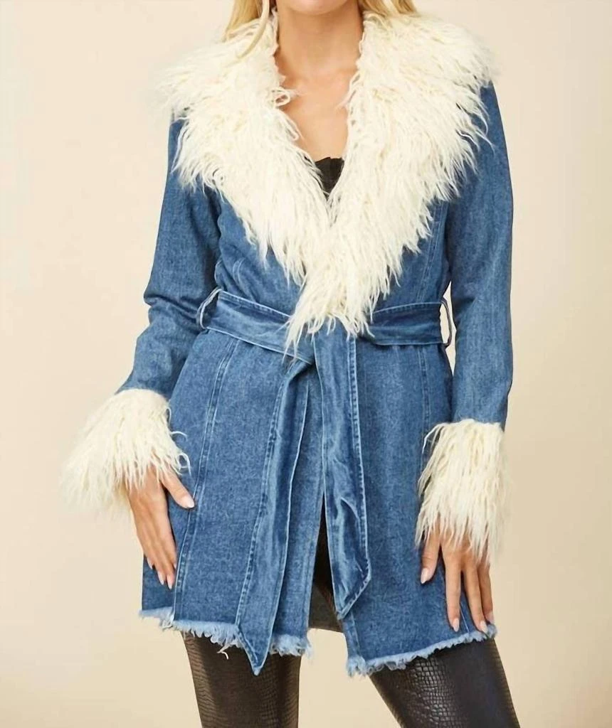 WISTERIA LANE Wisteria Lane - Denim Fur Jacket