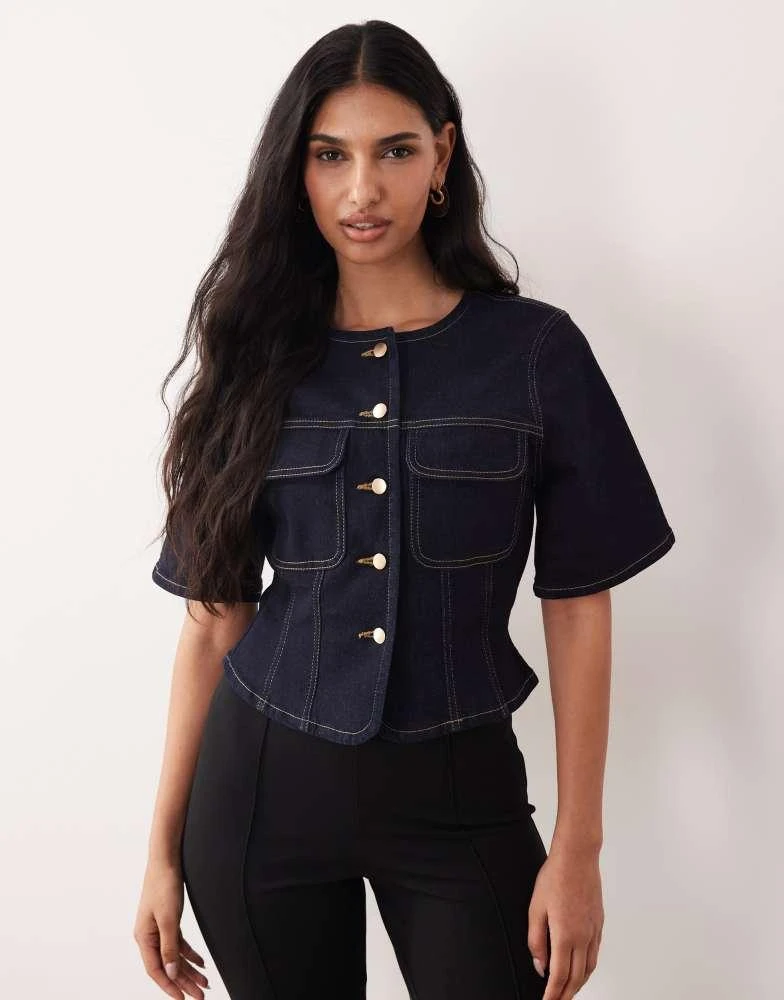 ASOS ASOS DESIGN fitted button through denim top 3