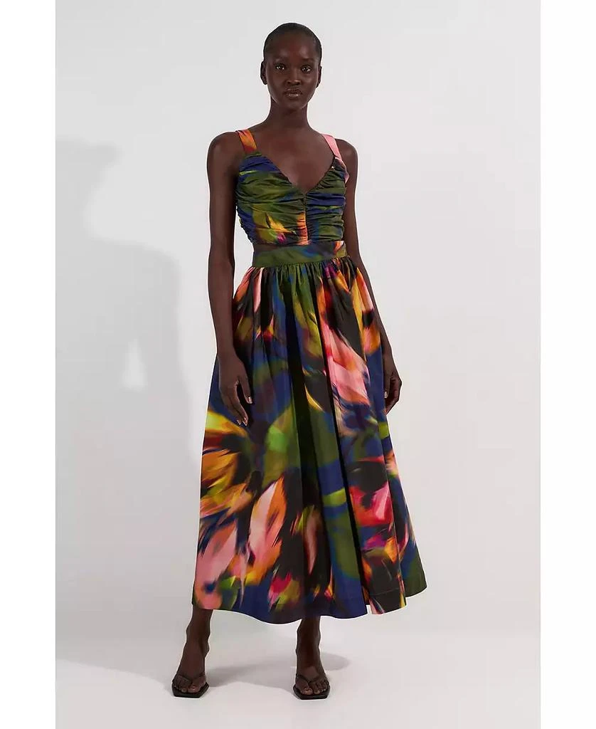 Karen Millen Blurred Floral Drama Woven Taffeta Maxi Dress | Size 6