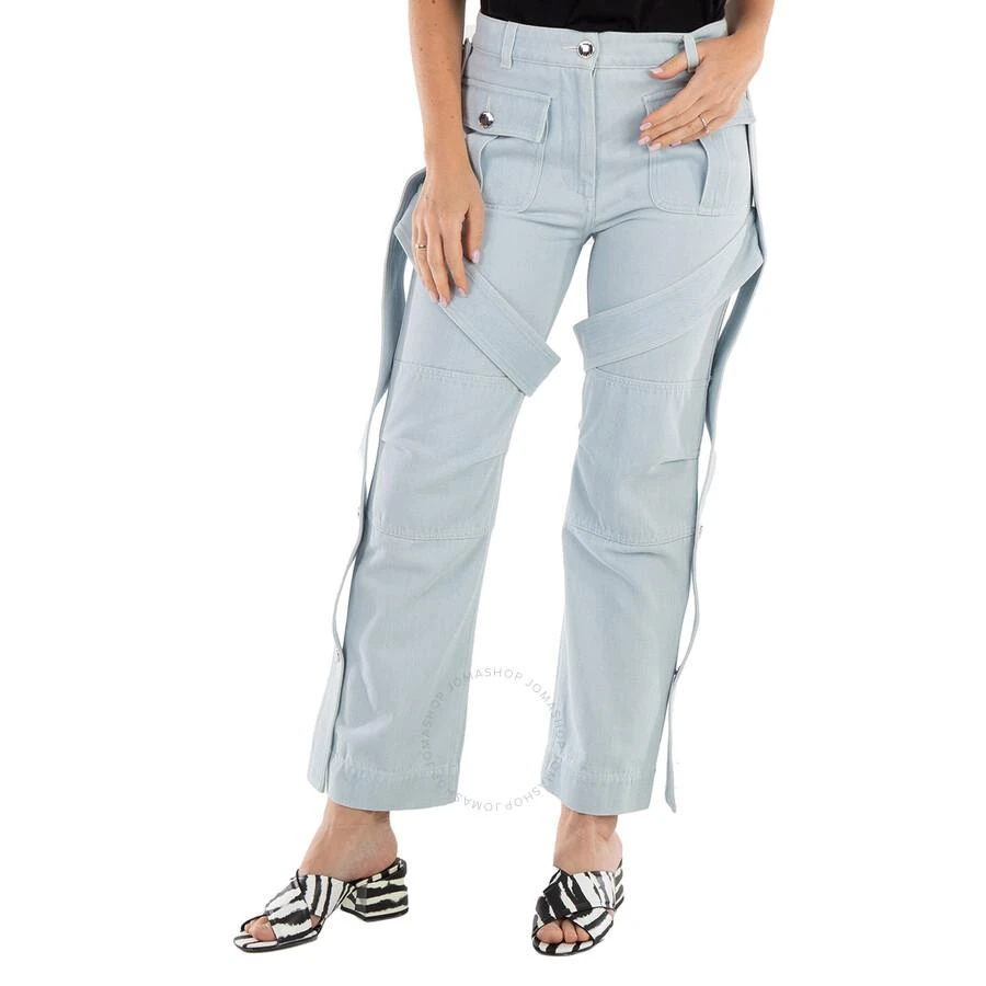 Burberry Light Indigo Amelia Detachable Strap Detail Cargo Trousers 1