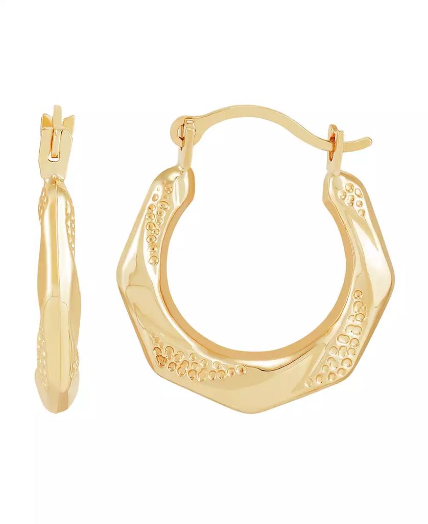Macy's Polished Texture Hoop Earrings in 14K Yellow Gold