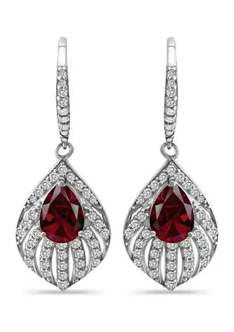 Belk 
Co. 3.12 ct. t.w. Garnet and White Topaz Feather Earring in Sterling Silver