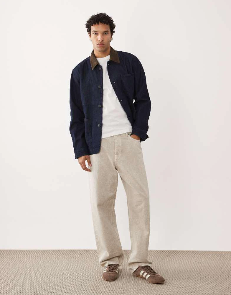 Selected Selected contrast collar denim jacket in raw rinse 2
